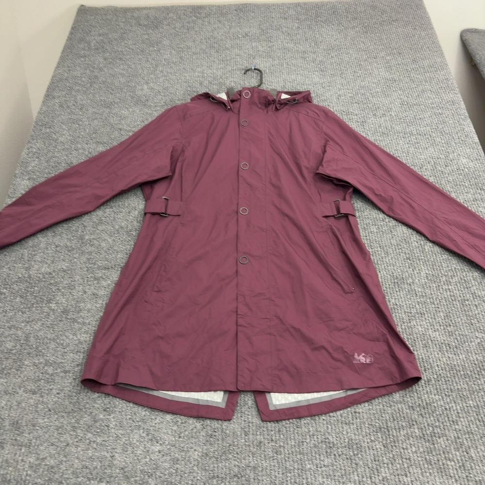 REI Rain Jacket Womens XL Purple Hooded Snap Front Gorpcore Outdoors